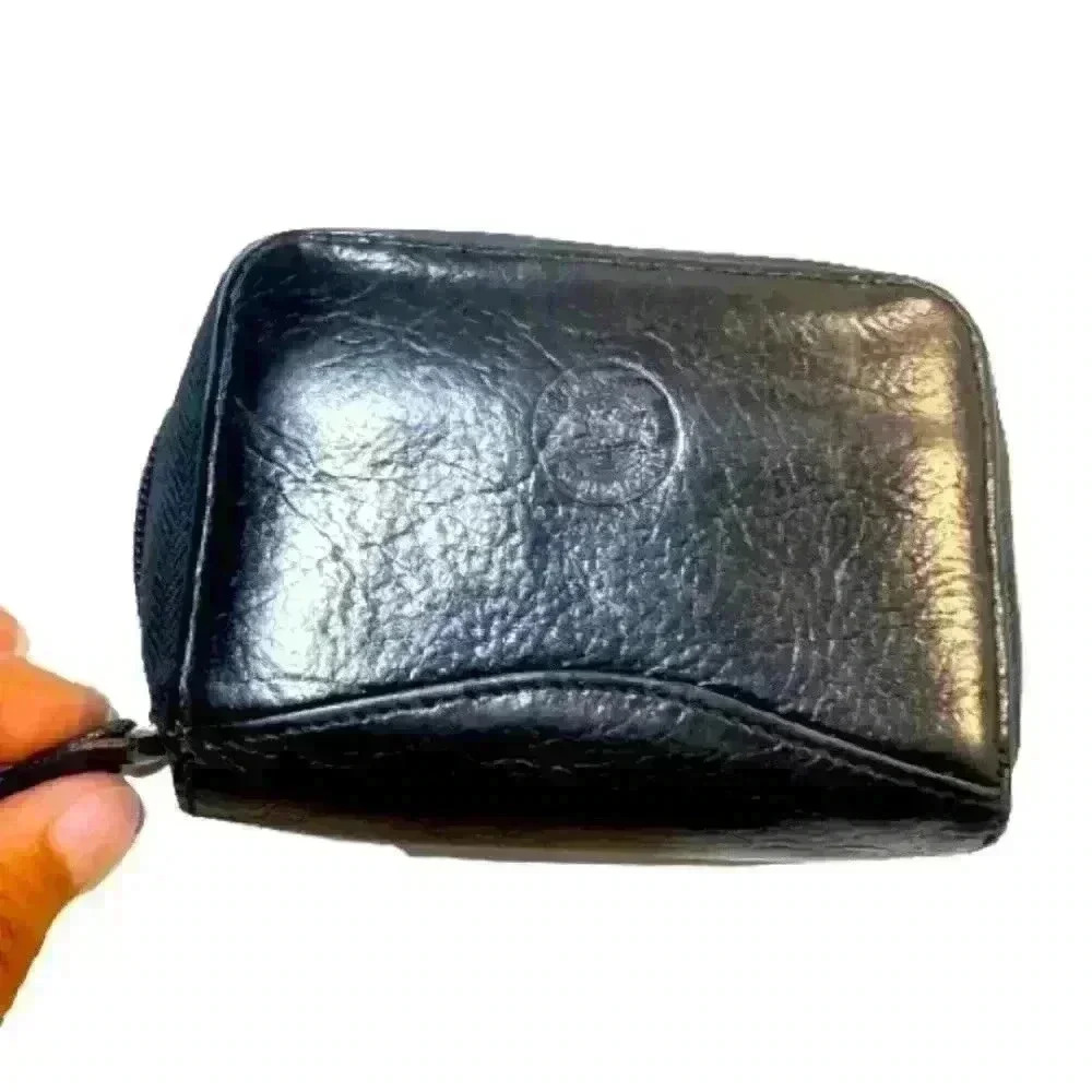 MANCINI BLACK LEATHER CARD ZIP WALLET  PURSE
